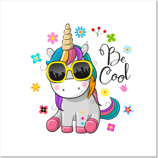 Cute unicorn with sunglasses. Very beautiful design for kids. Posters and Art